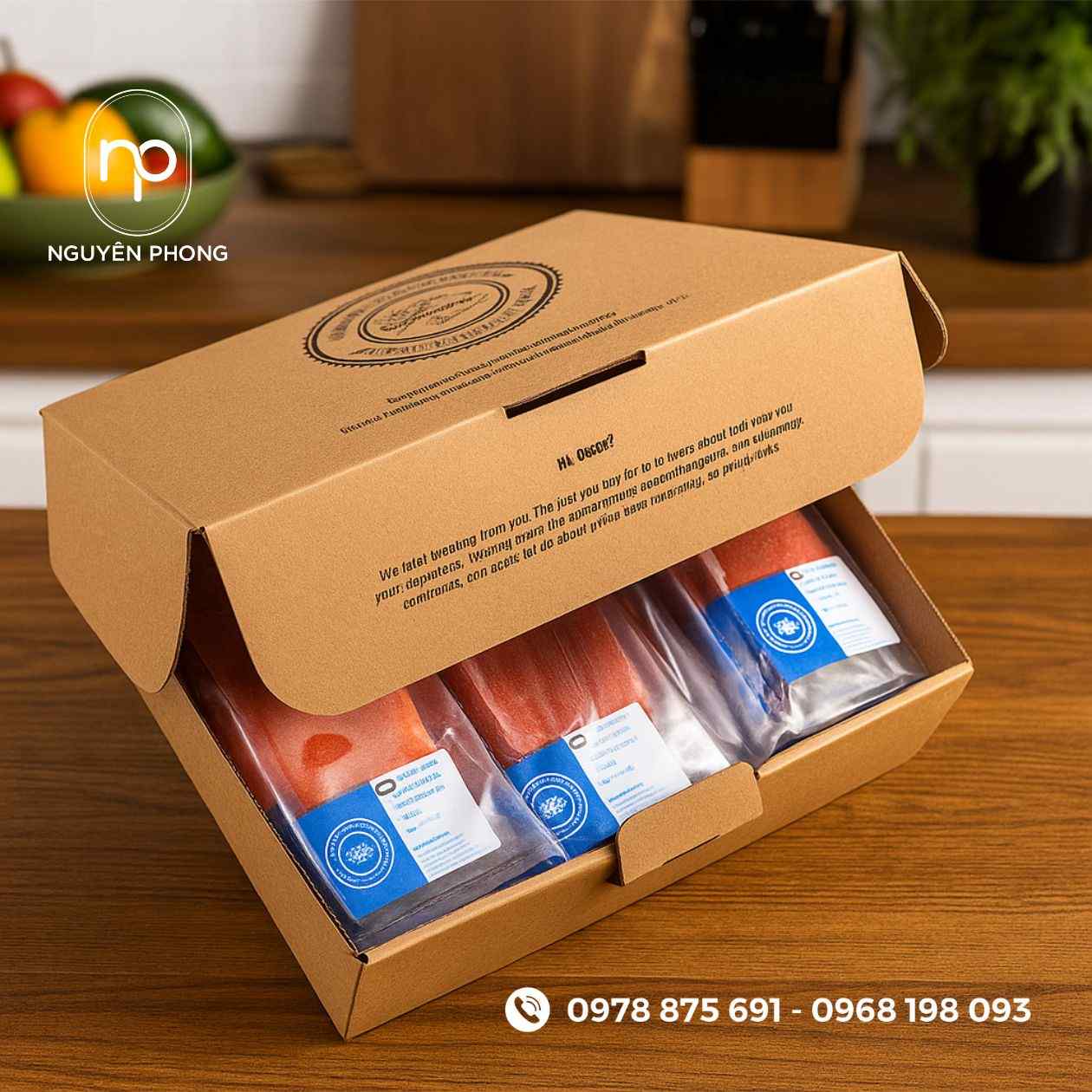mẫu hộp giấy đựng cá hồi